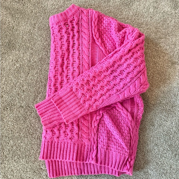 ✨ Altar’d State Hot Pink Cable Knit Sweater - Picture 4 of 5